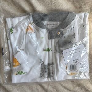 Burt's Bees Baby White and Gray Bunny Pajamas
